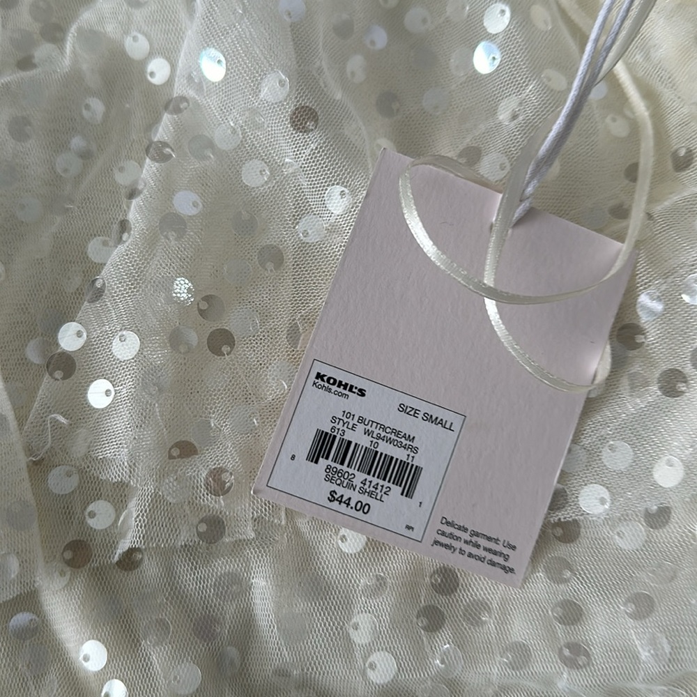 Lauren Conrad small sequin ivory top - Picture 3 of 3